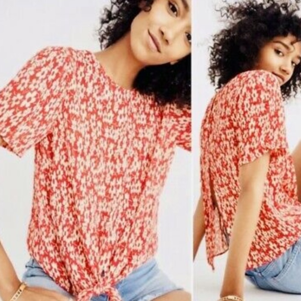 Madewell Red floral top